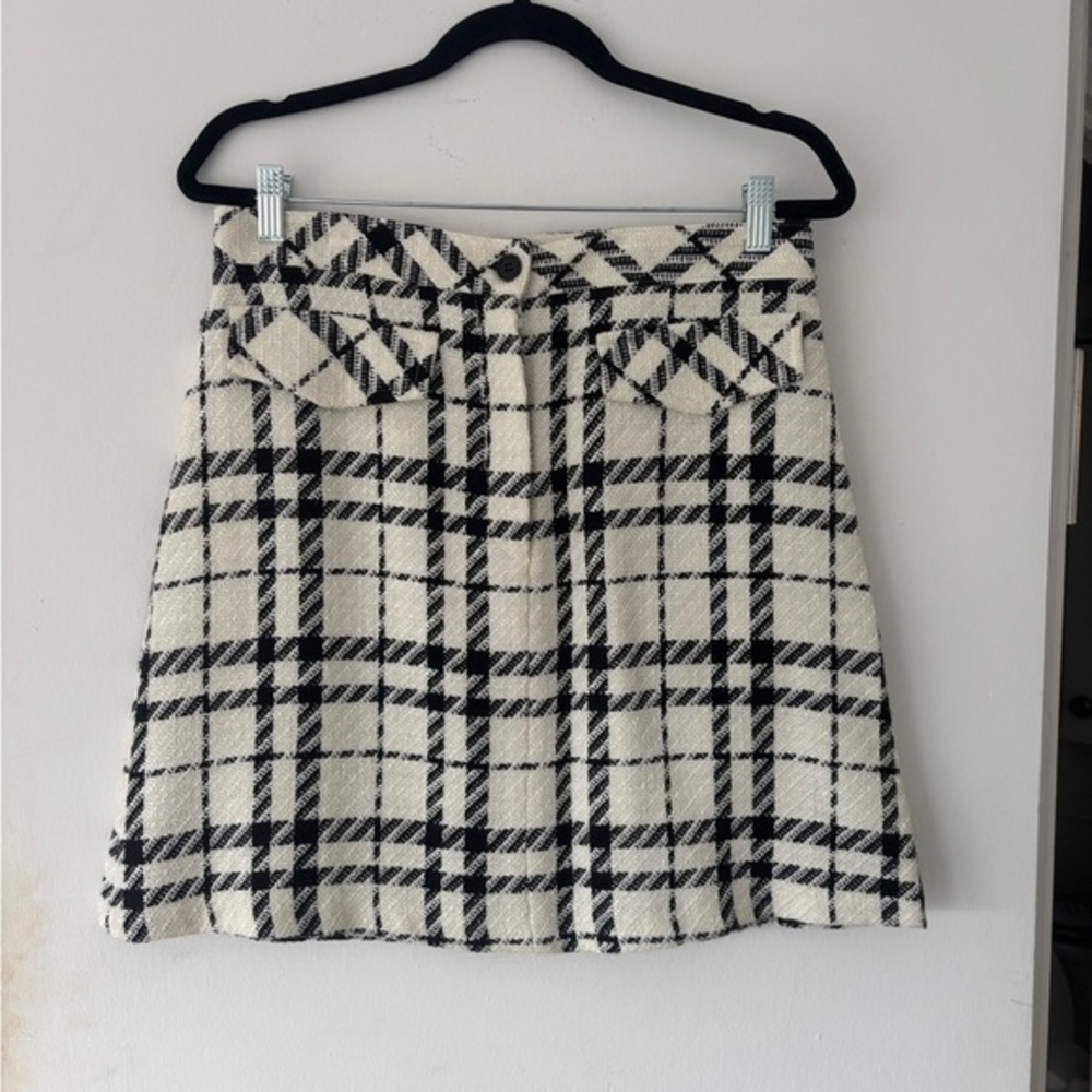 **W COLLECTION** Elegant Houndstooth Mini Skirt Size 42
